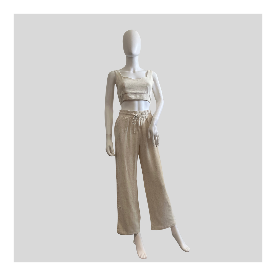 Kurzes Leinentop "Beige"