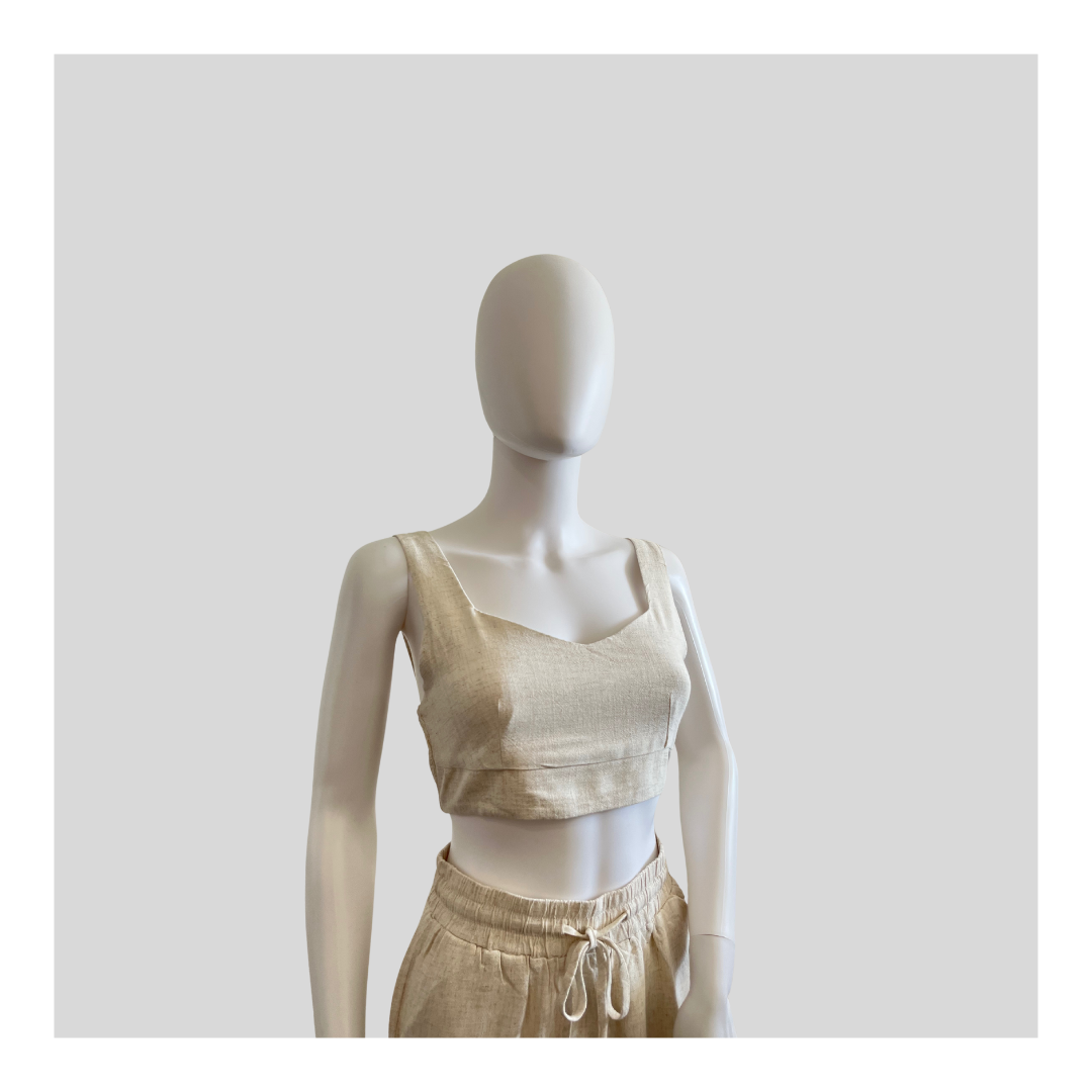 Kurzes Leinentop "Beige"