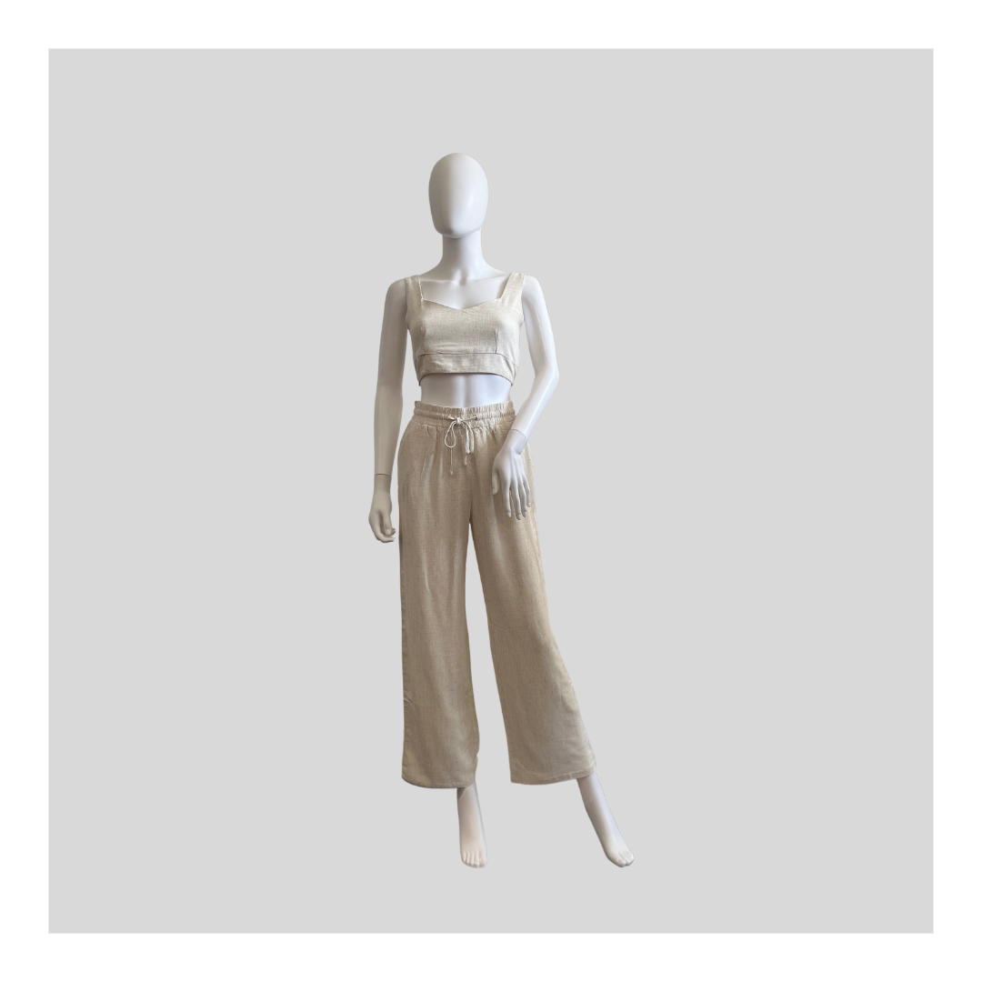 Kurzes Leinentop "Beige"