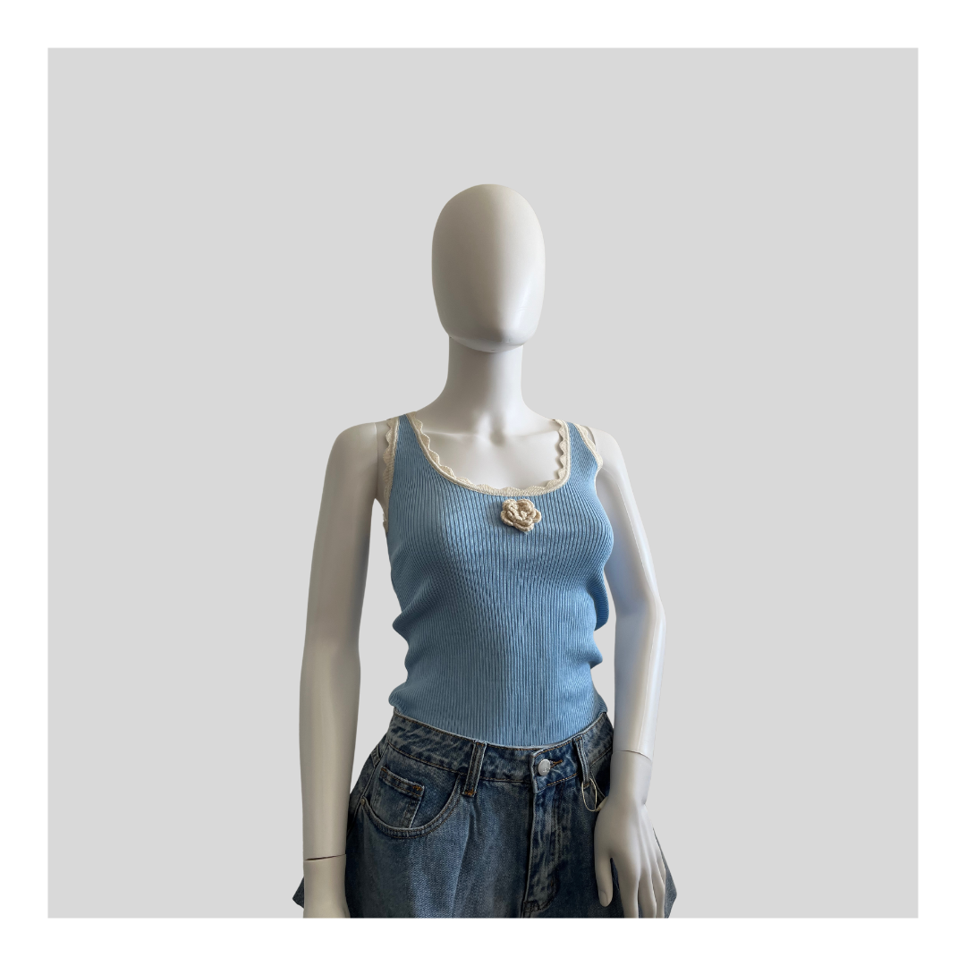 Top mit Blume "Blau"