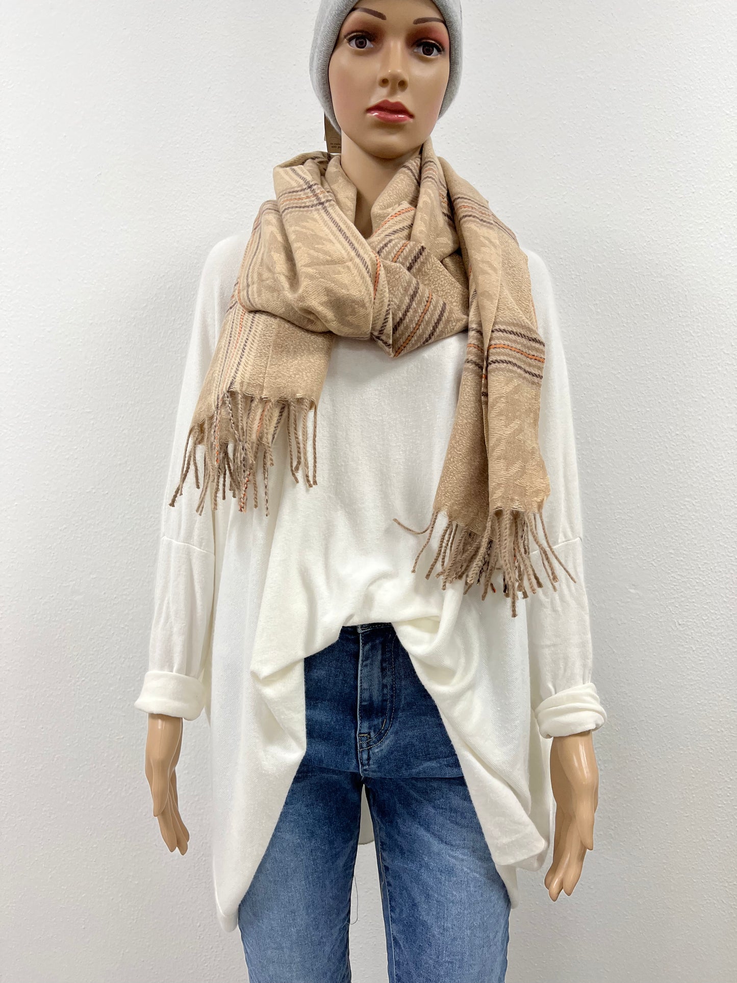 Schal "Karo Beige/Taupe"