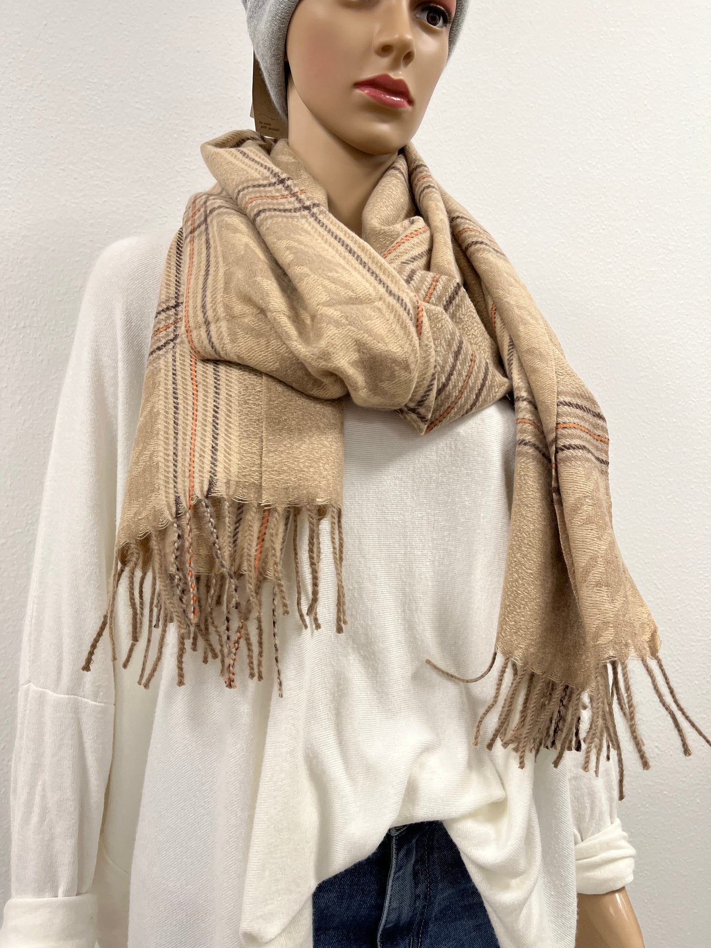 Schal "Karo Beige/Taupe"