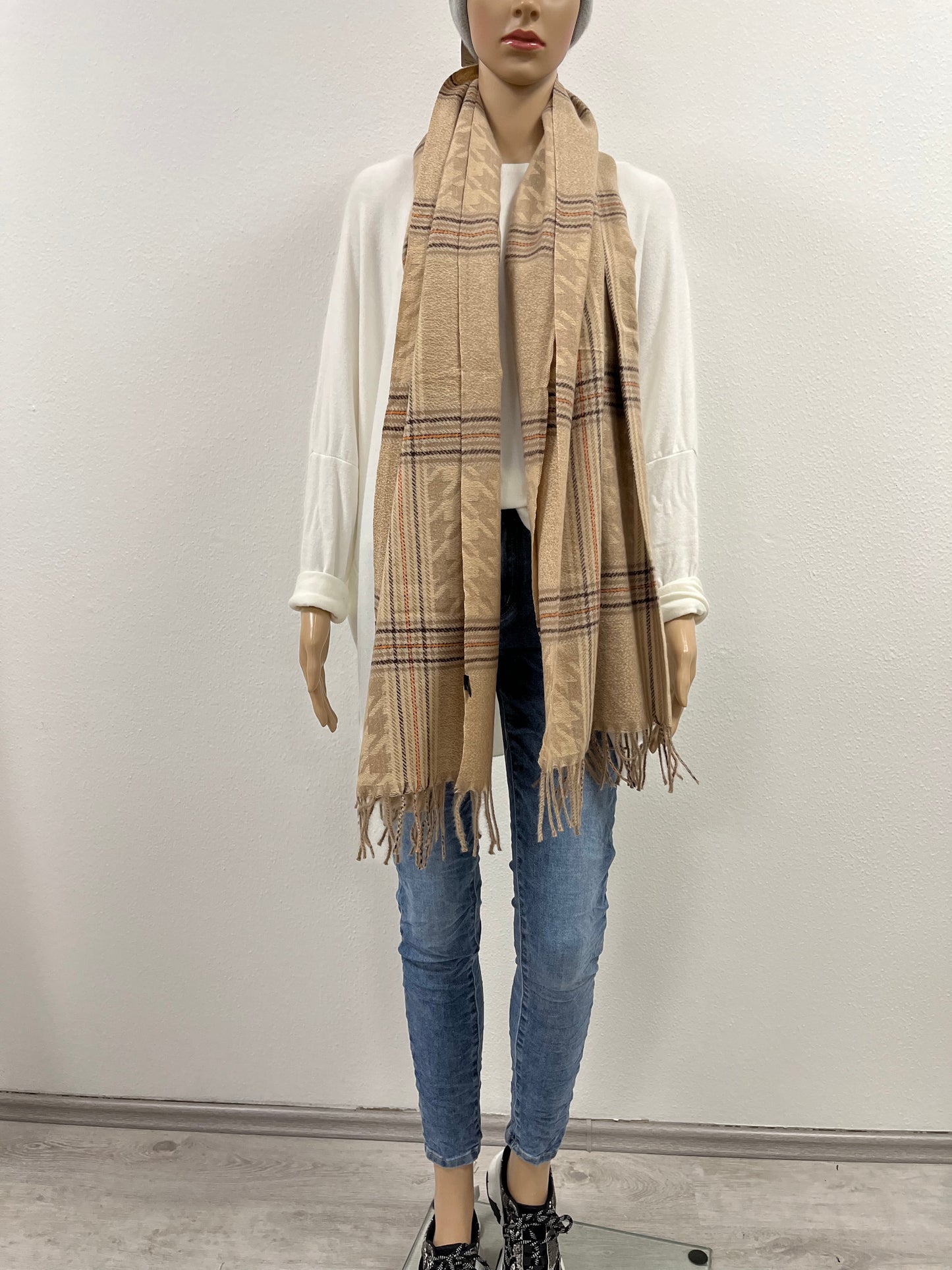 Schal "Karo Beige/Taupe"