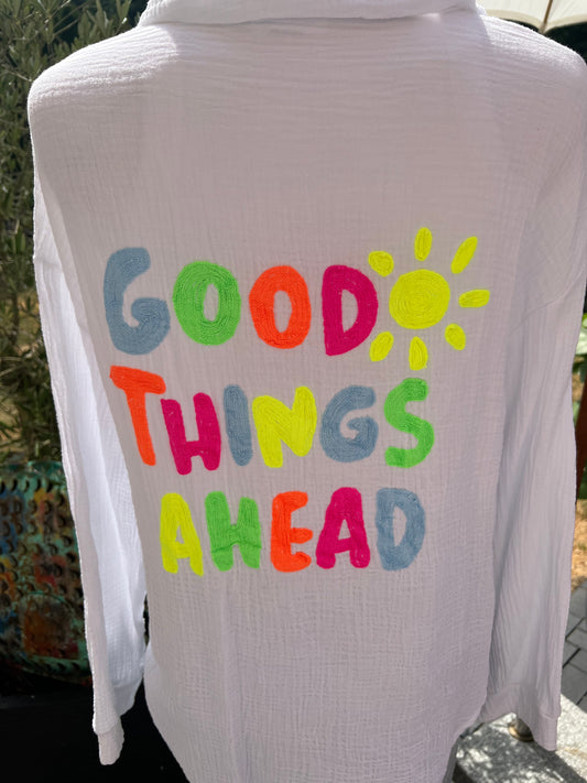 Musselinbluse "Good things ahead"