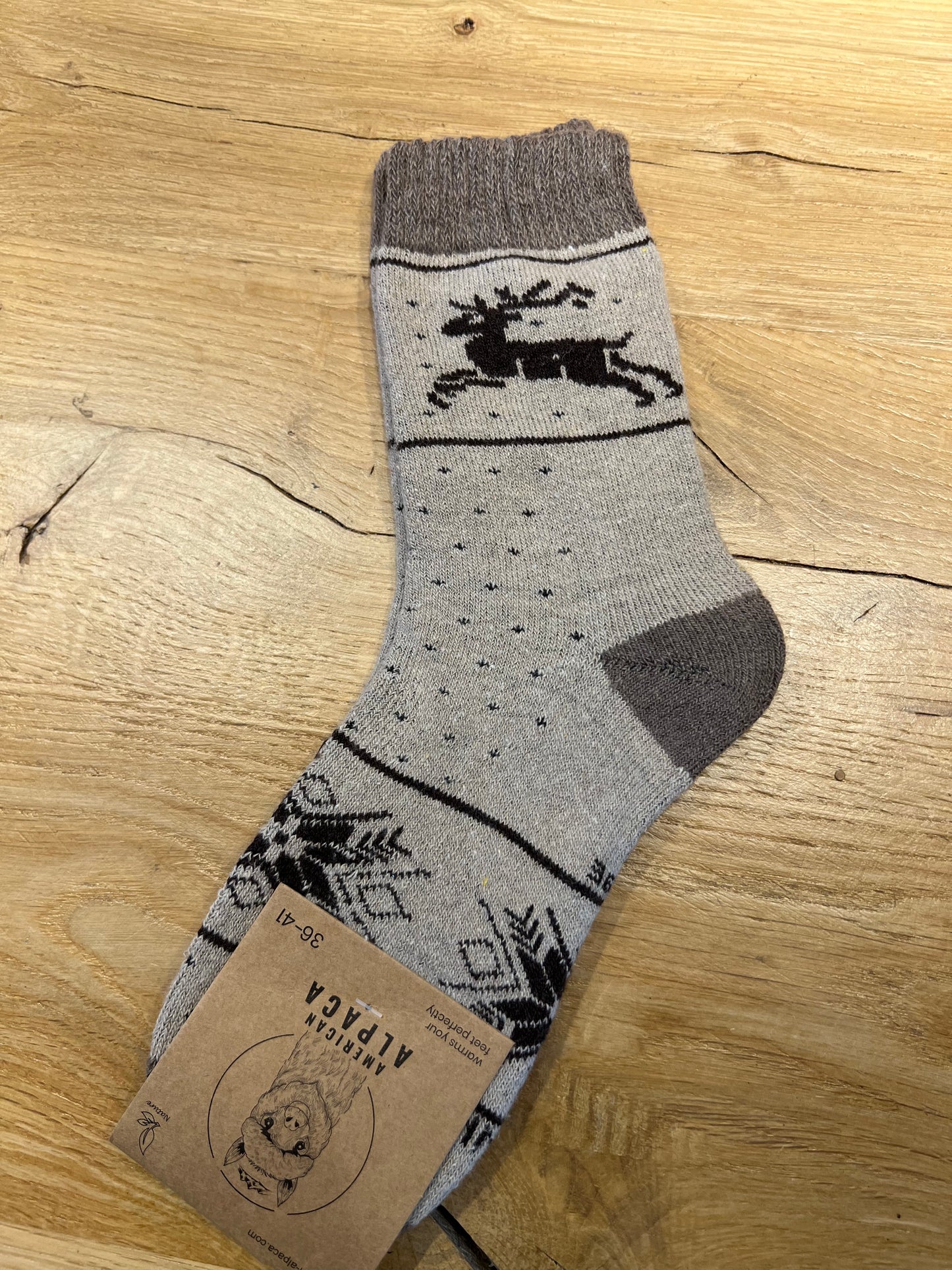 Alpaca Socken mit Elchen Gr 36-41