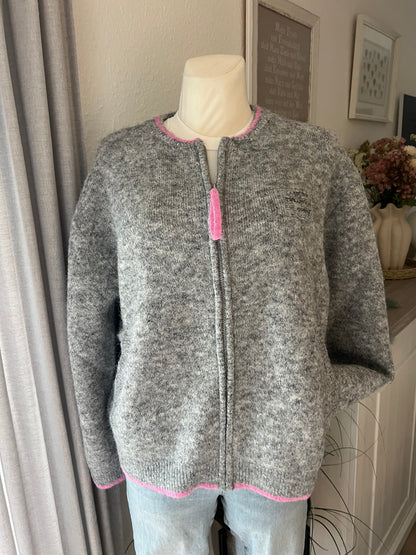 Zwillingsherz Jacke grau rosa xl