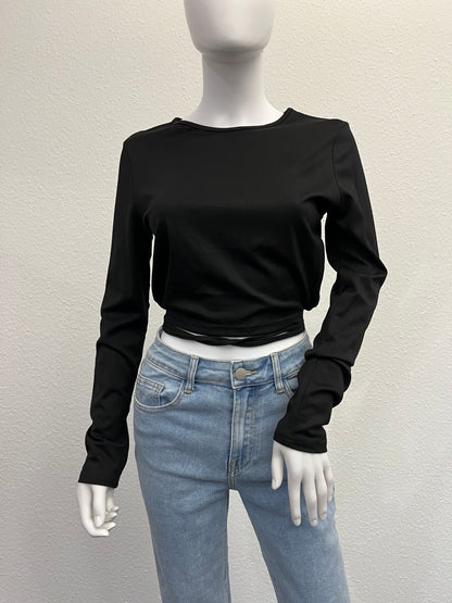 Schwarzes Langarmshirt zum binden