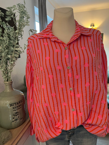 Musselin Bluse pink orange