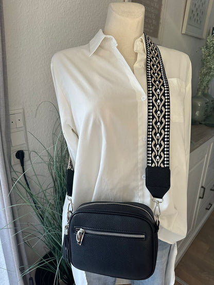 Tasche eckig schwarz mit Stoffgurt
