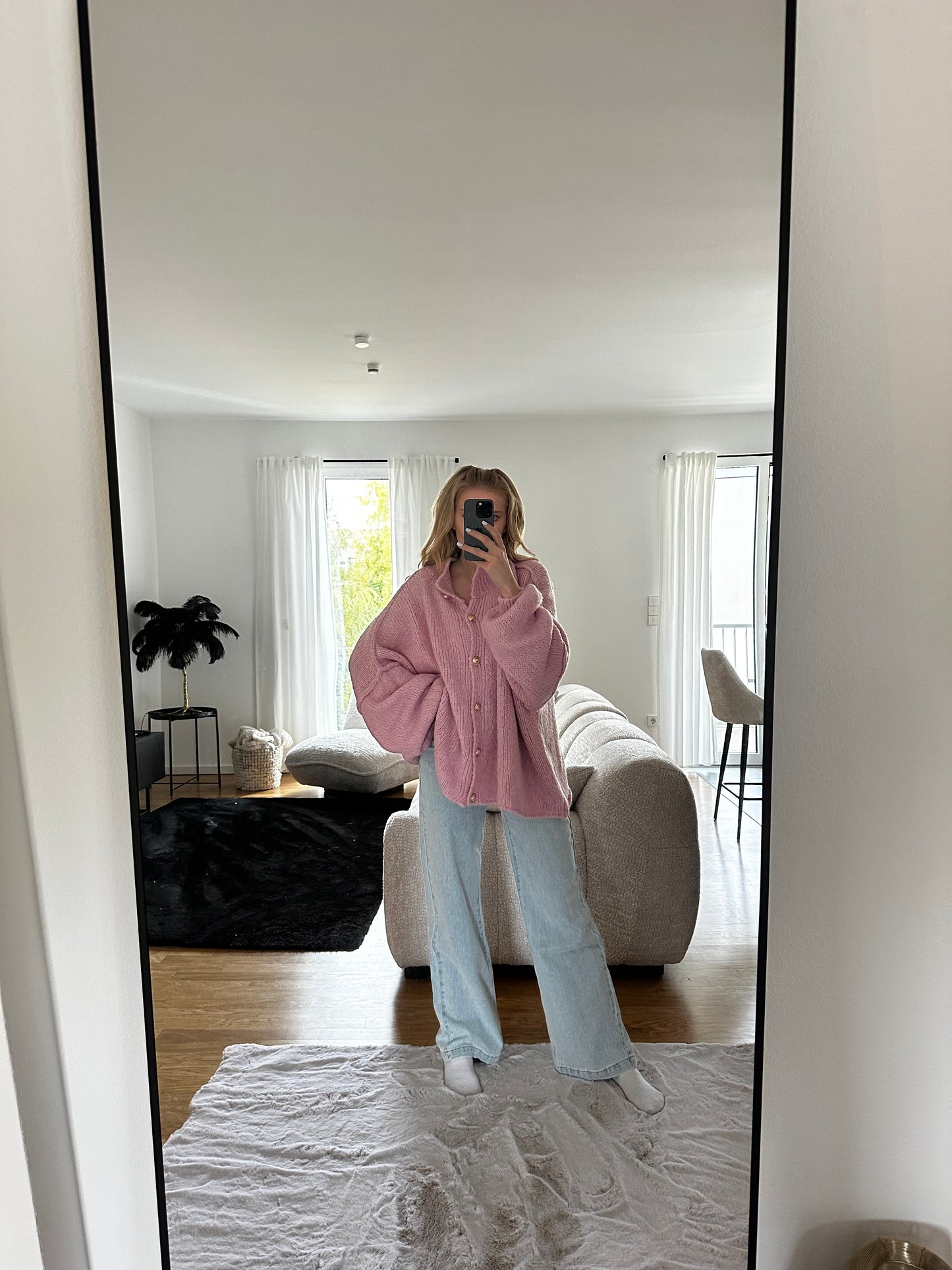 Oversized Strickjacke "Flausch mit Knöpfen“