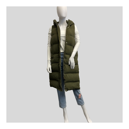Lange Steppweste "Khaki"
