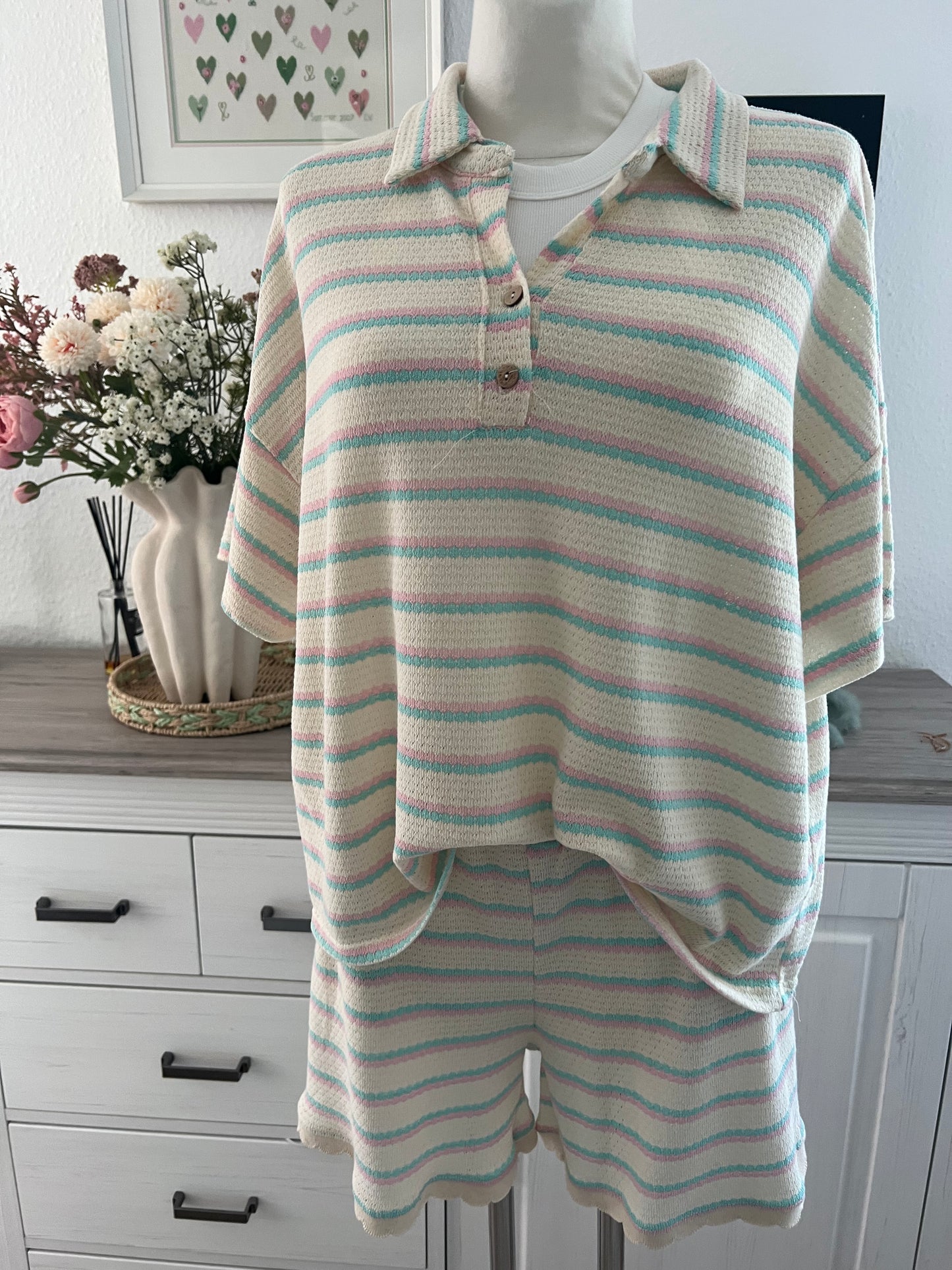 Strick Loungewear Set in pastellfarben