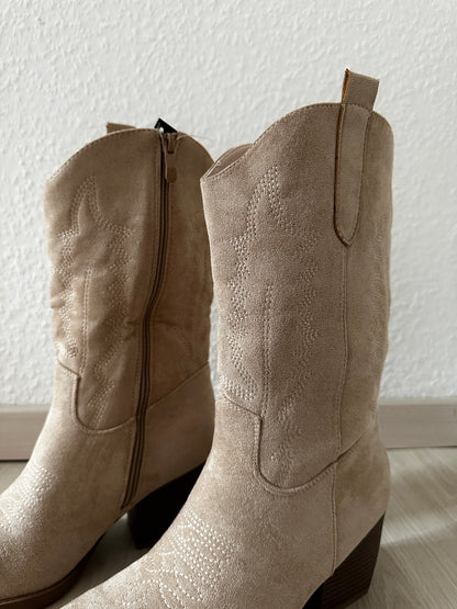 Cowboy Stiefel „Beige - Halbhoch“