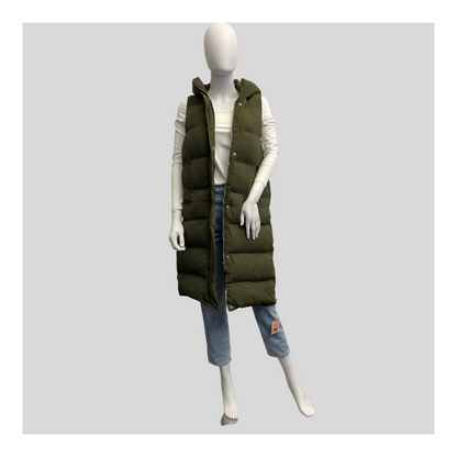 Lange Steppweste "Khaki"