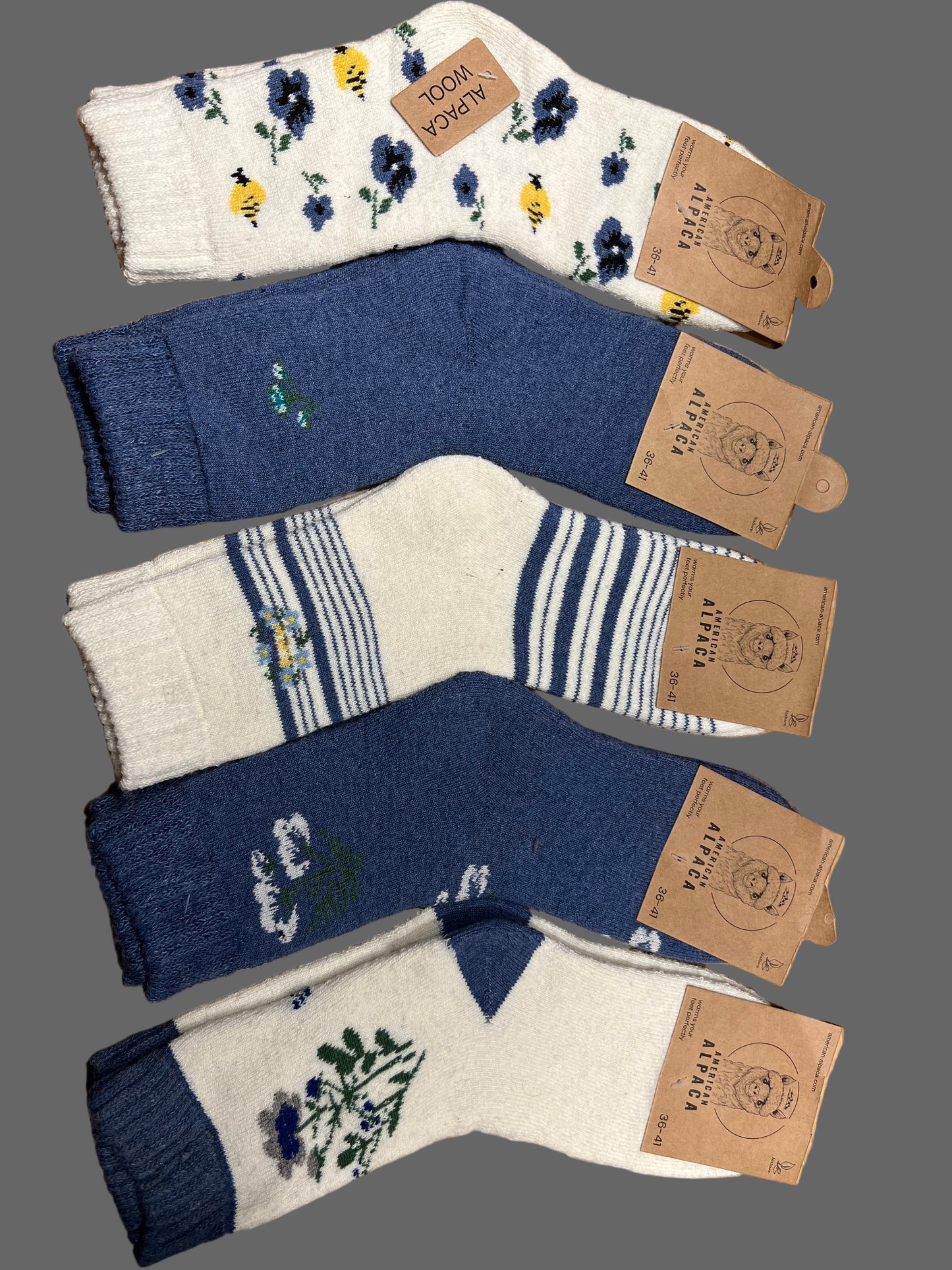 ✅Alpaca Socken Gr. 36-41 "Blau Creme"
