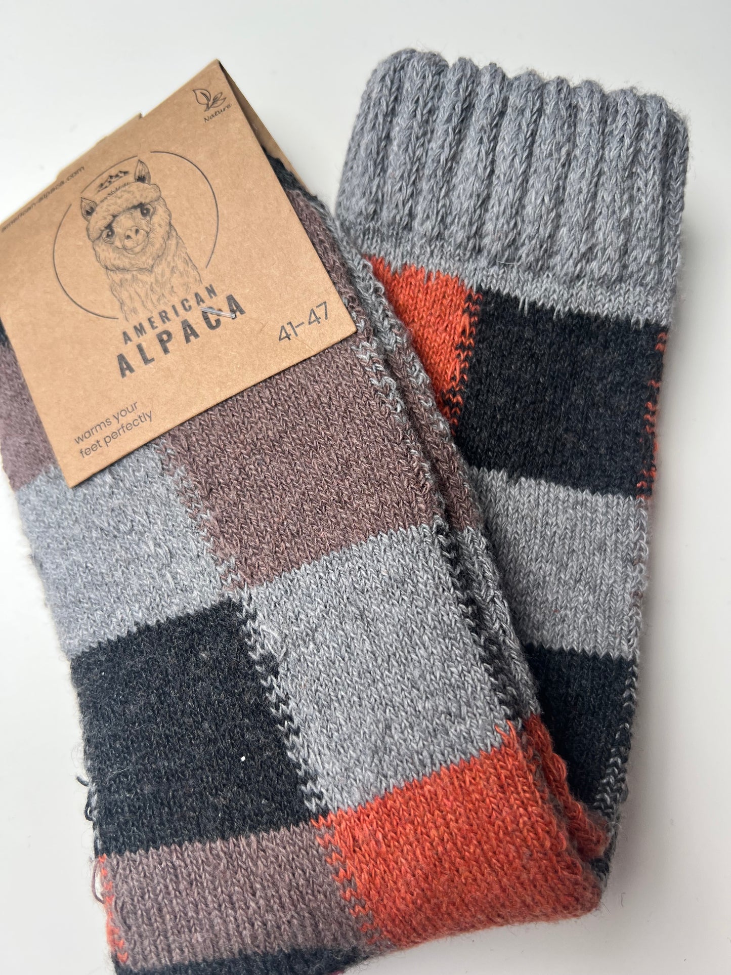 Alpaca Herren Socken Gr. 41-47 "Kariert Dick"🦙 9308