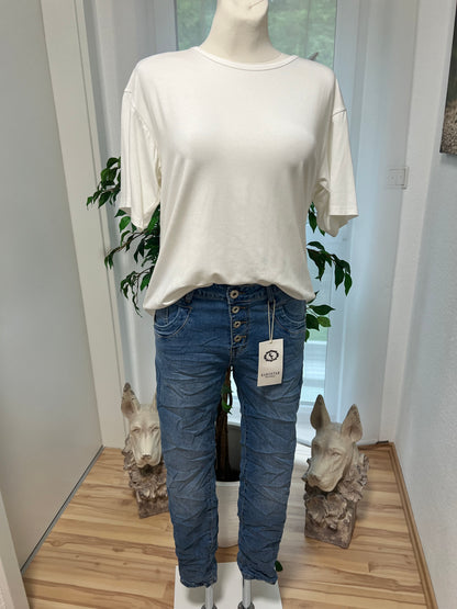 Karo Star Jeans mit Stretch und Knöpfen K 2530