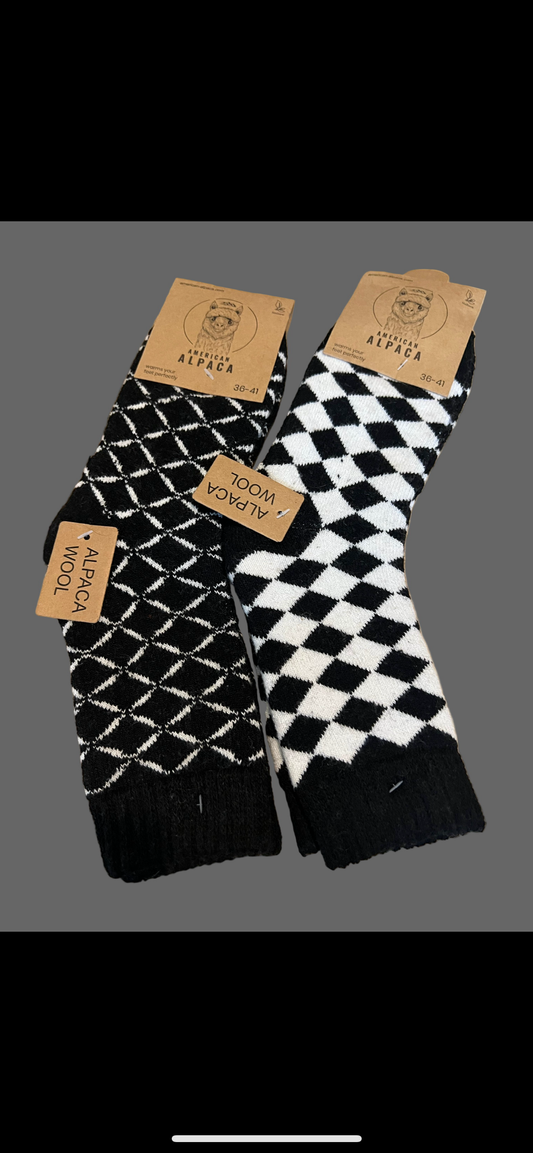 Alpaca Socken schwarz weiß Gr 36-41