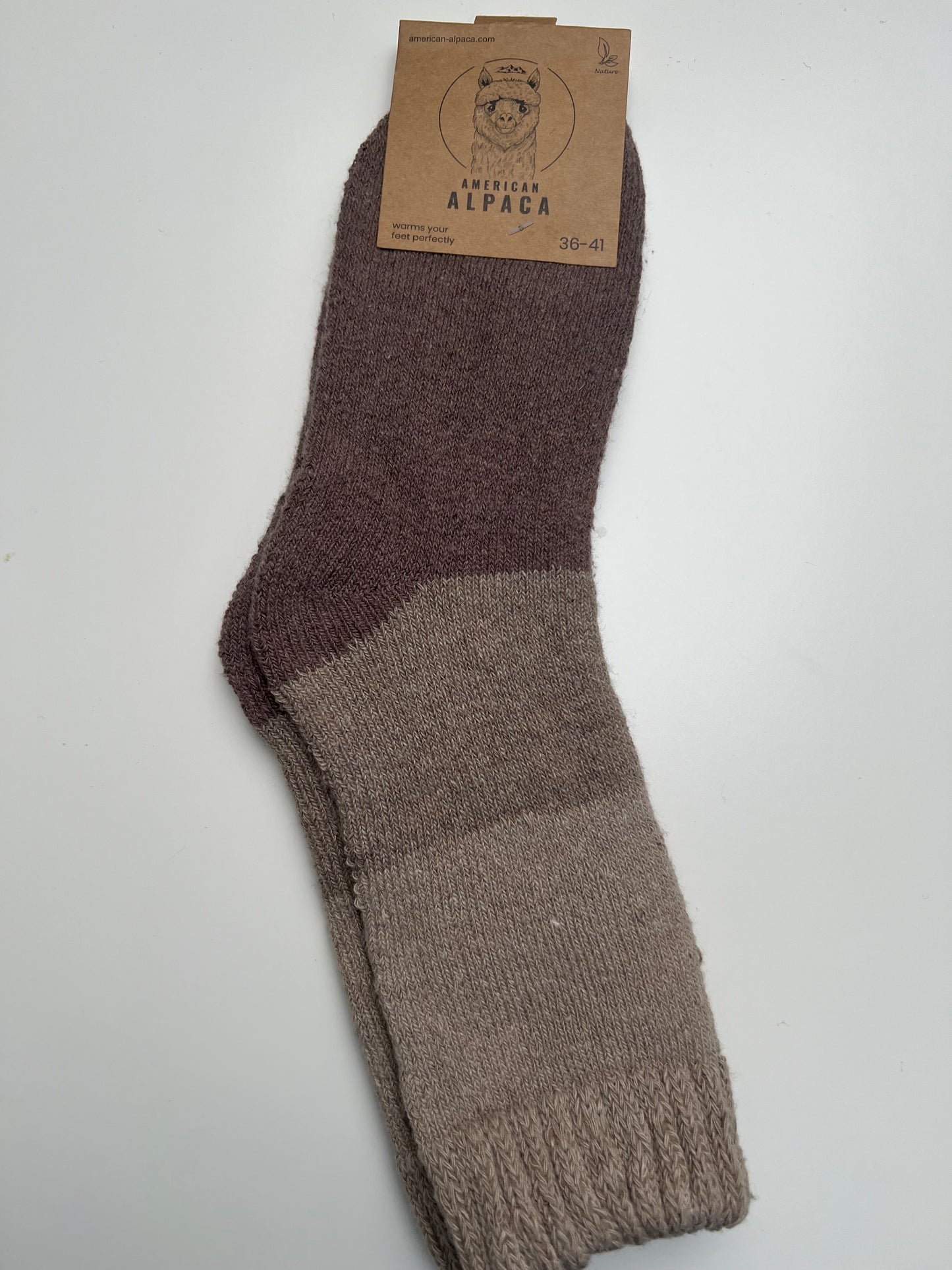 ✅Alpaca Socken Gr. 36-41 "Taupe Dreifarbig"