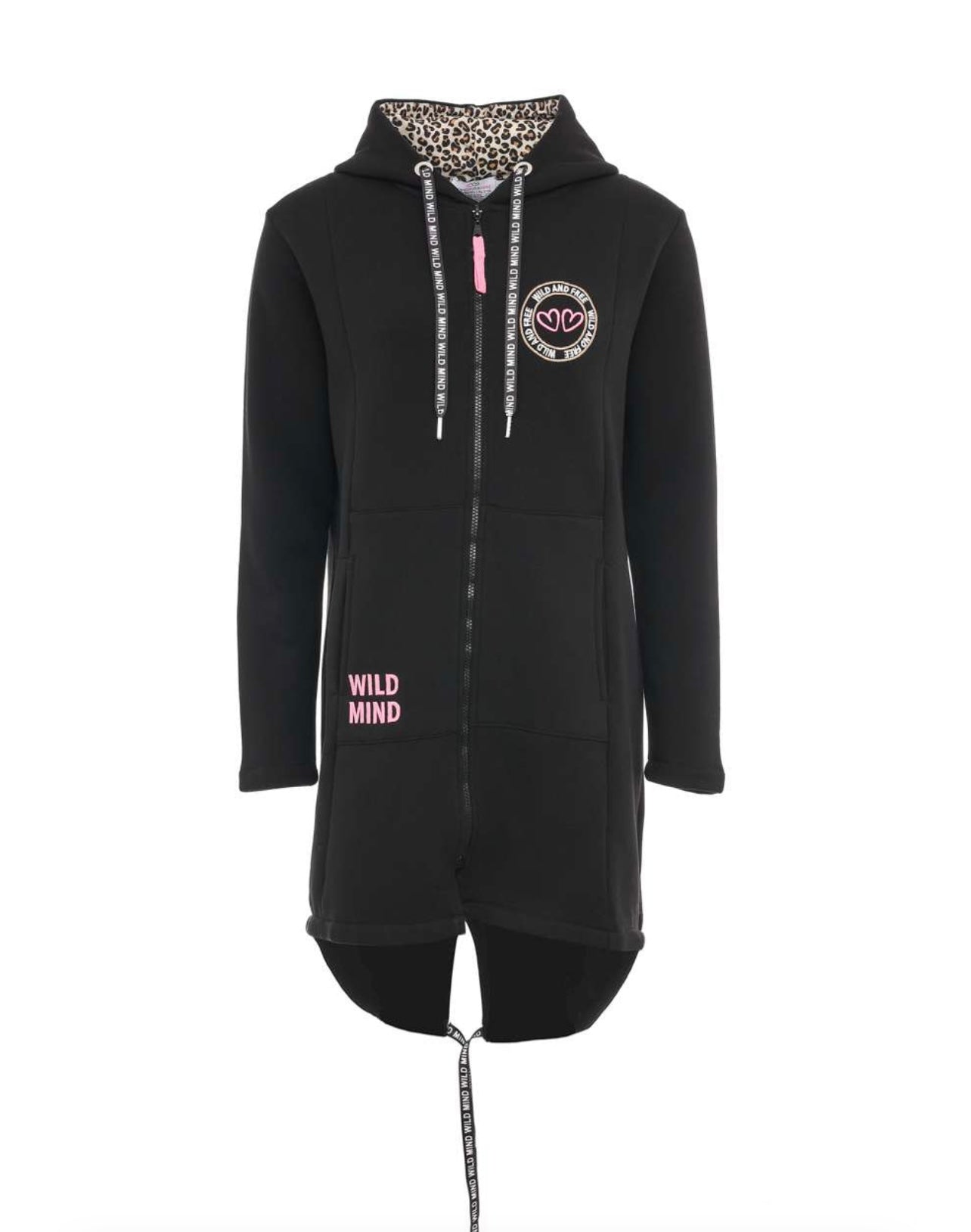 Zwillingsherz Hoodiemantel wild strong free schwarz