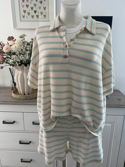 Strick Loungewear Set in pastellfarben