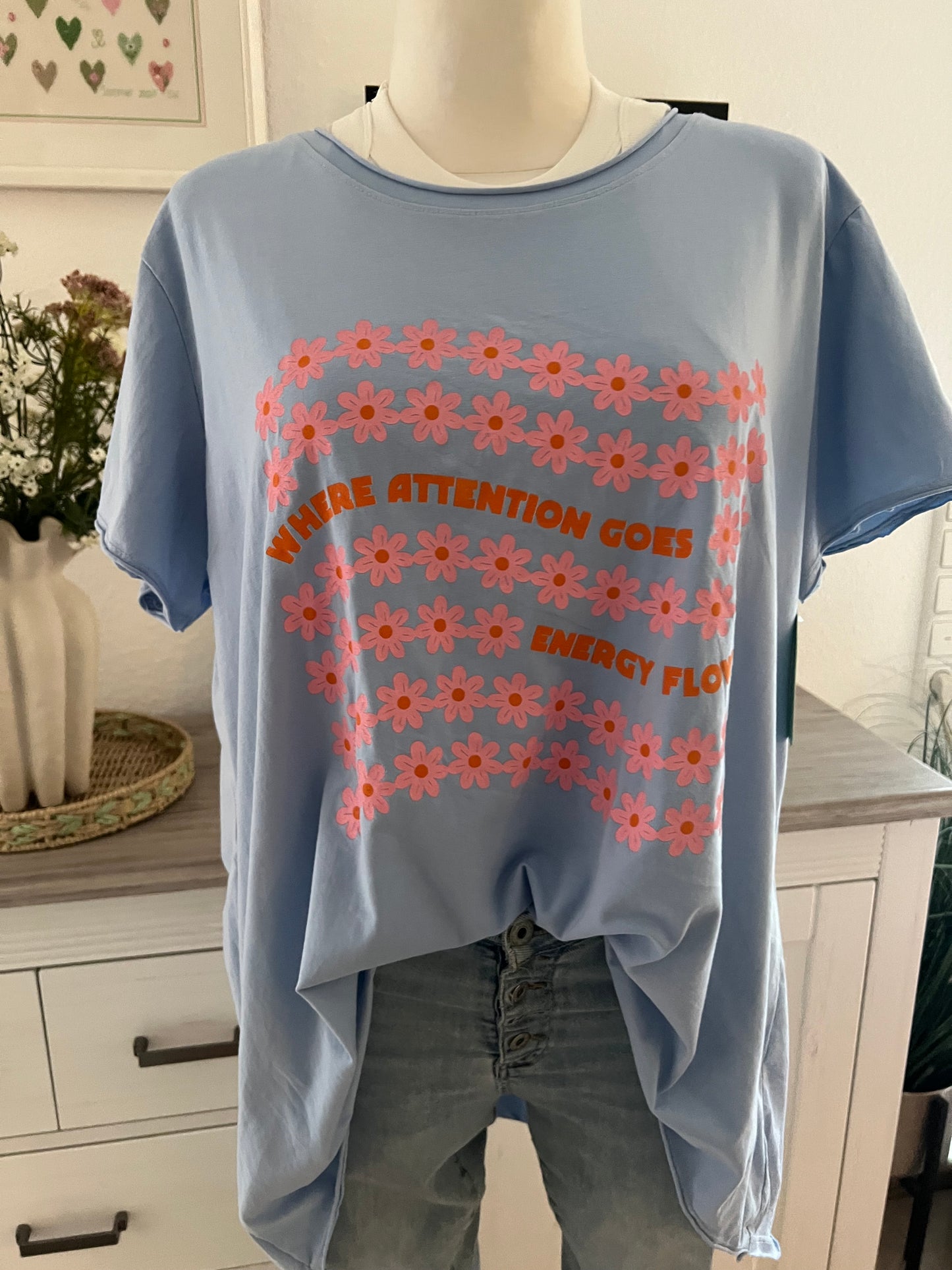 T Shirt  hinten länger mit Print