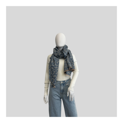 Schal lang Leo blau beige oder schwarz