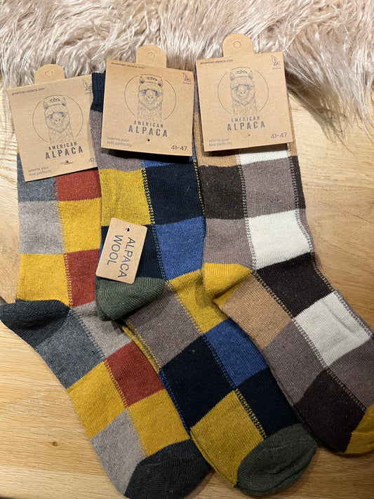 Alpaca Herren Socken Gr. 41-47  “kariert dünn” ❌
