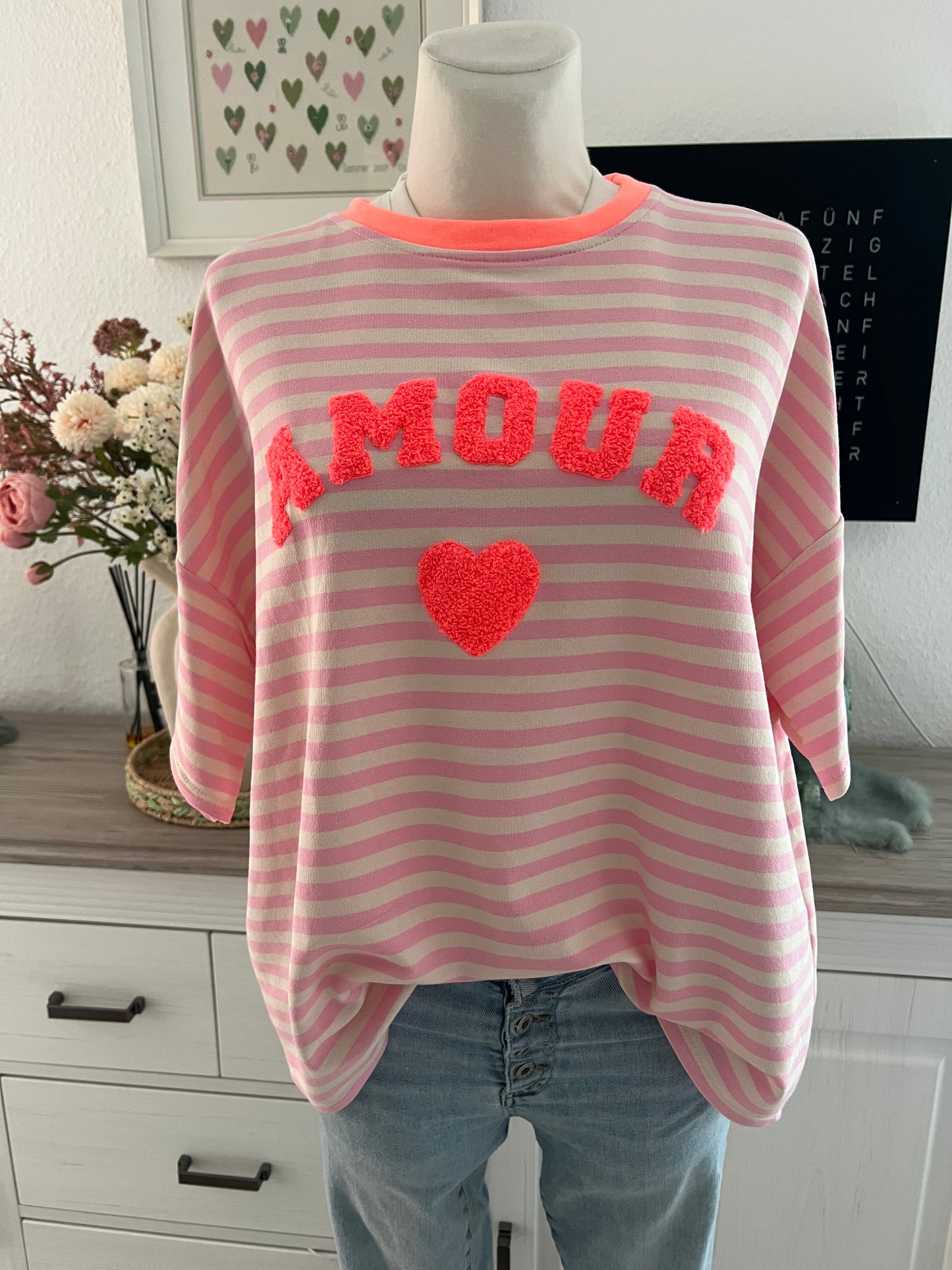 T Shirt Amour gestreift