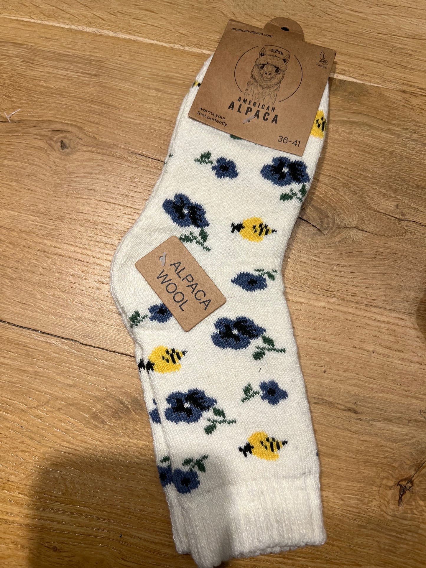 ✅Alpaca Socken Gr. 36-41 "Blau Creme"