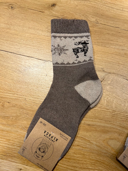 Alpaca Socken mit Elchen Gr 36-41