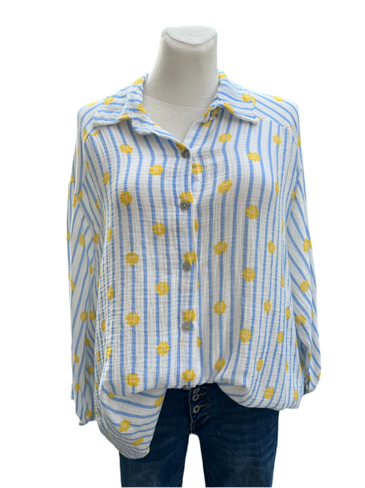 Musselin Bluse hellblau