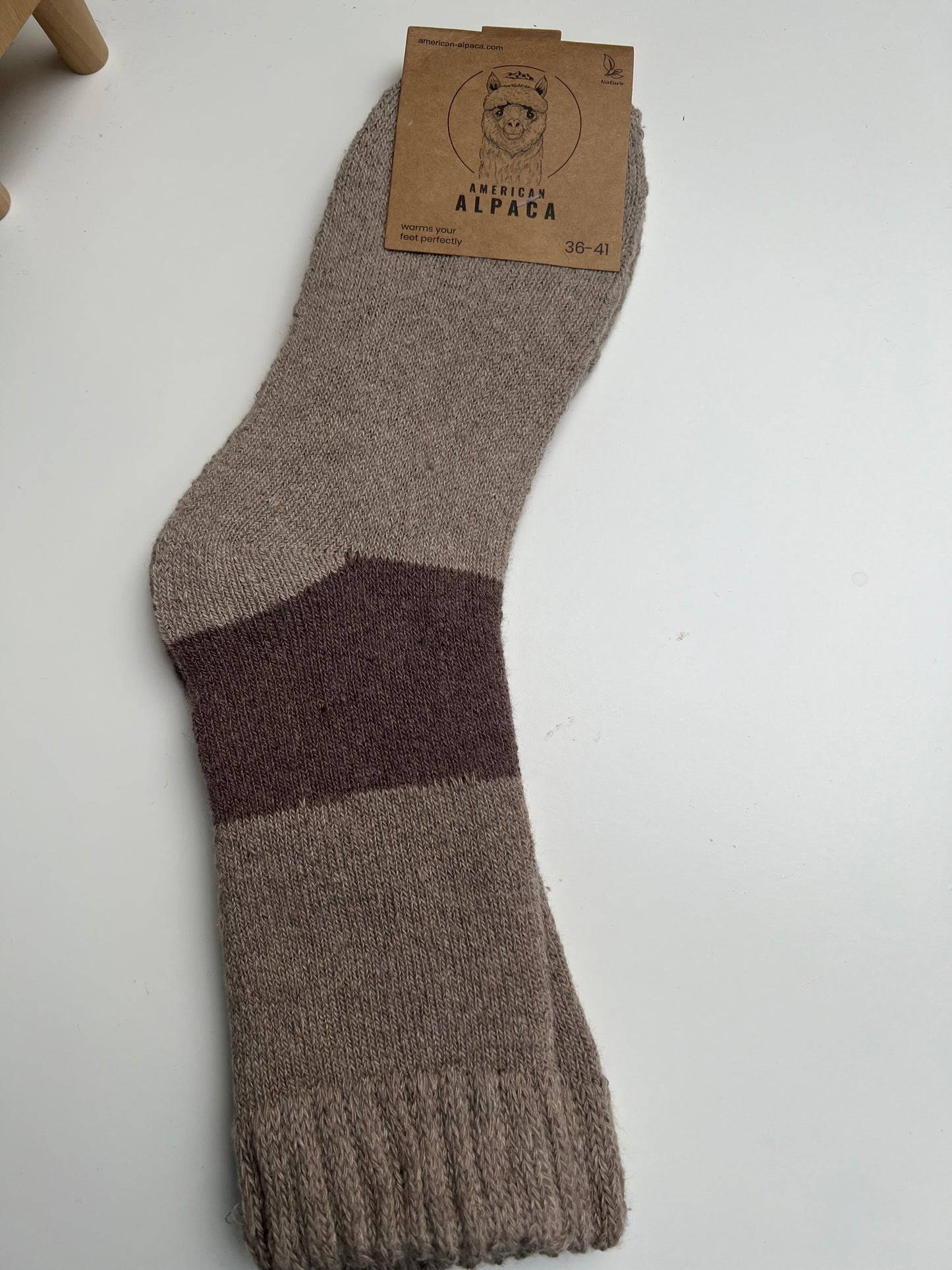 ✅Alpaca Socken Gr. 36-41 "Taupe Dreifarbig"