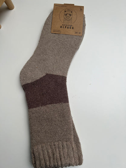 ✅Alpaca Socken Gr. 36-41 "Taupe Dreifarbig"