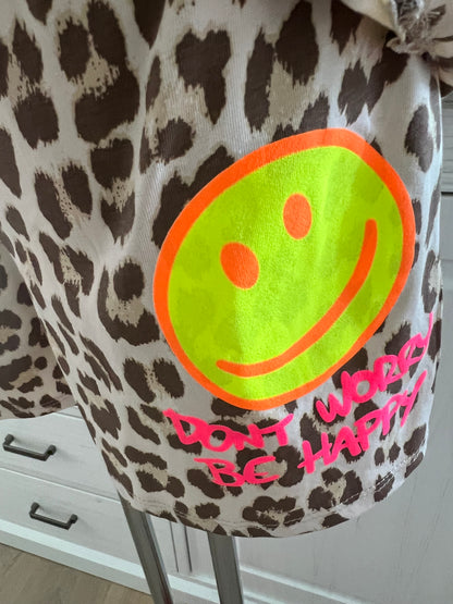2 Teiler leo mit Smiley in verschiedenen Farben  don‘t worry be happy
