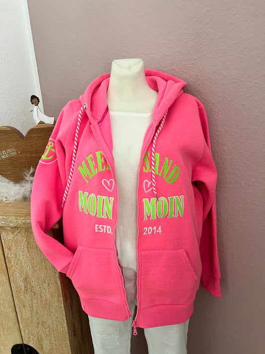 Zwillingsherz Hoodiejacke Moin Moin pink