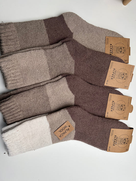 ✅Alpaca Socken Gr. 36-41 "Taupe Dreifarbig"