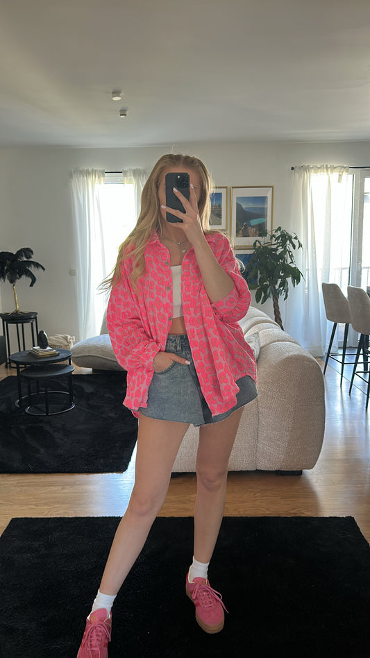 Leo Musselin Bluse pink rosa langarm