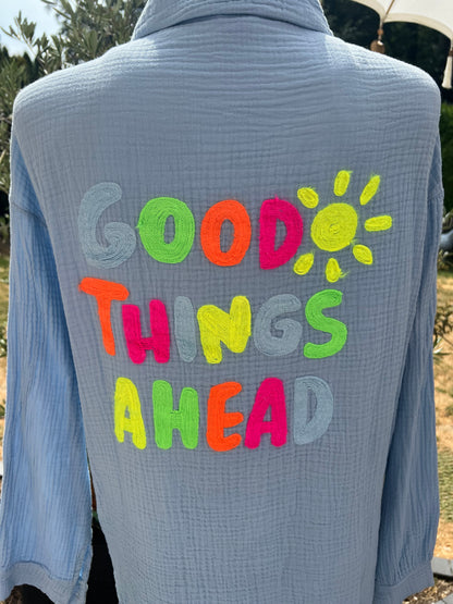 Musselin Bluse Good things ahead