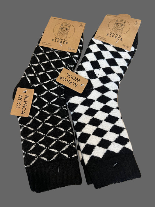 Alpaca Socken schwarz weiß Gr 36-41