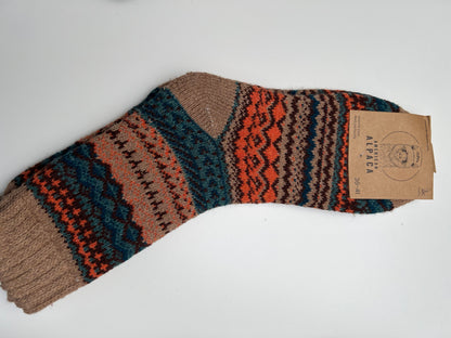 Alpaca Socken Gr. 36-41 "Ethno - Dick" ❌