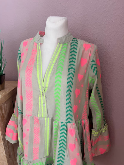 Sommerkleid mint beige pink