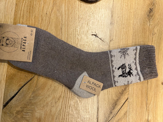 ✅ Alpaca Socken Gr. 36-41 "Taupe mit Rentier"