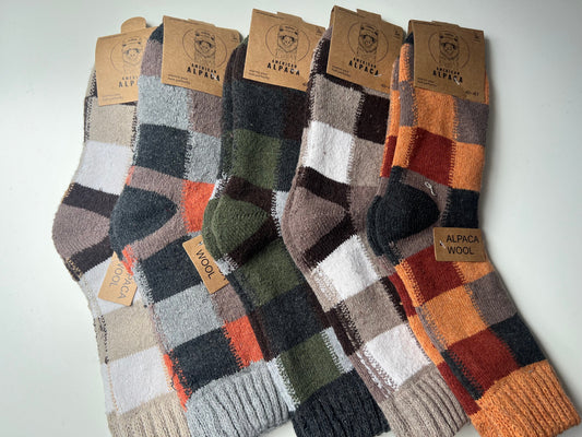 Alpaca Herren Socken Gr. 41-47 "Kariert Dick"🦙 9308
