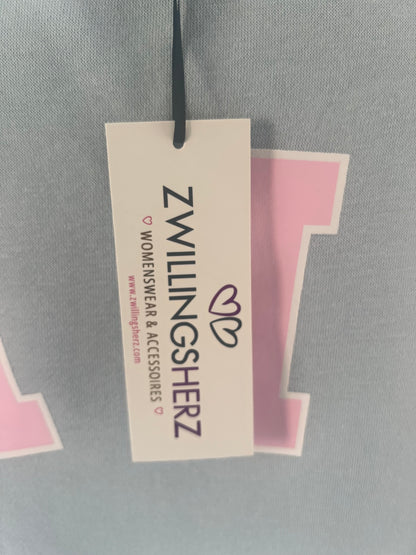 Zwillingsherz Sweatshirt hellblau rosa