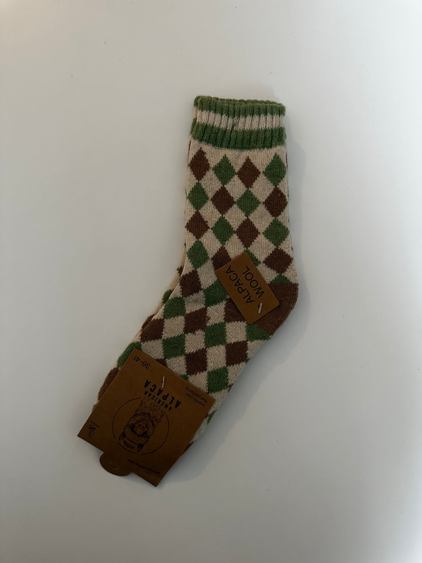 ✅Alpaca Socken Gr. 36-41 "Grün Creme"