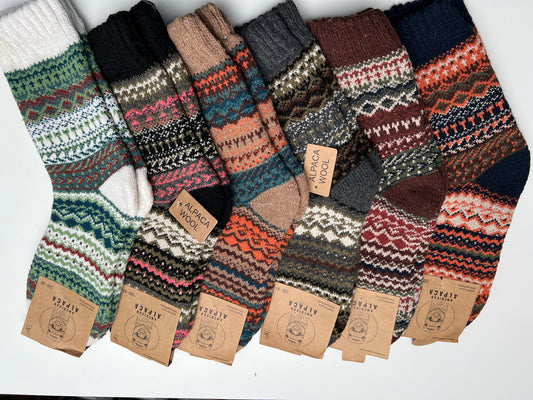 Alpaca Socken Gr. 36-41 "Ethno - Dick" ❌