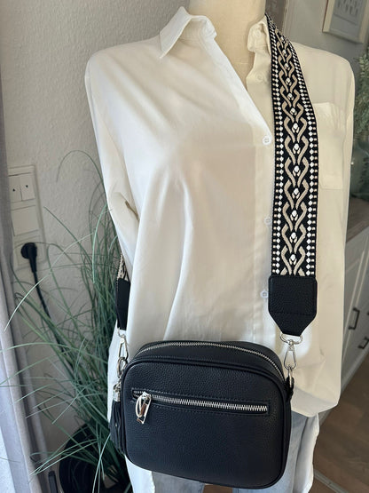 Tasche eckig schwarz mit Stoffgurt