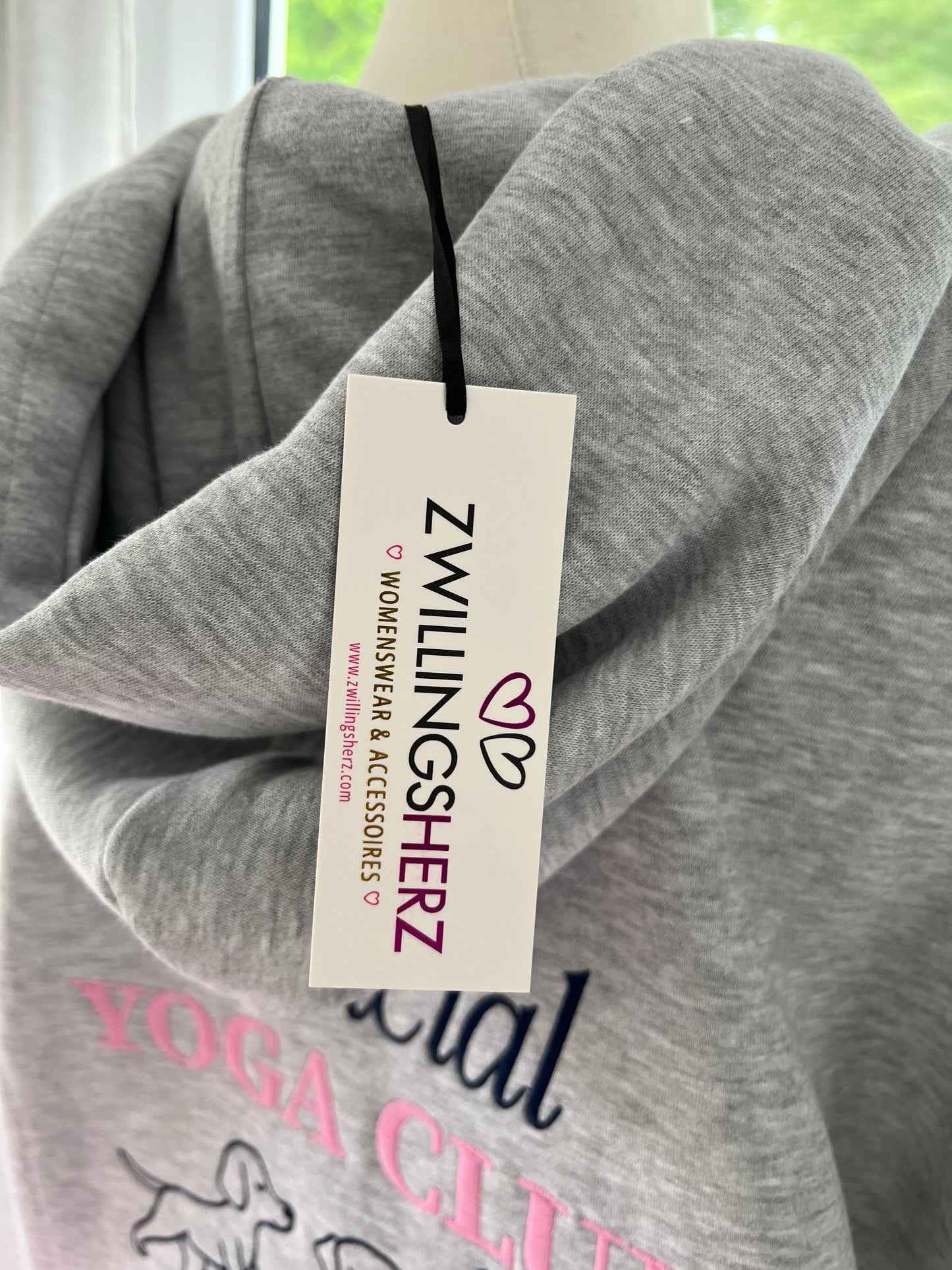 Hoodie  Yoga Zwillingsherz hellgrau
