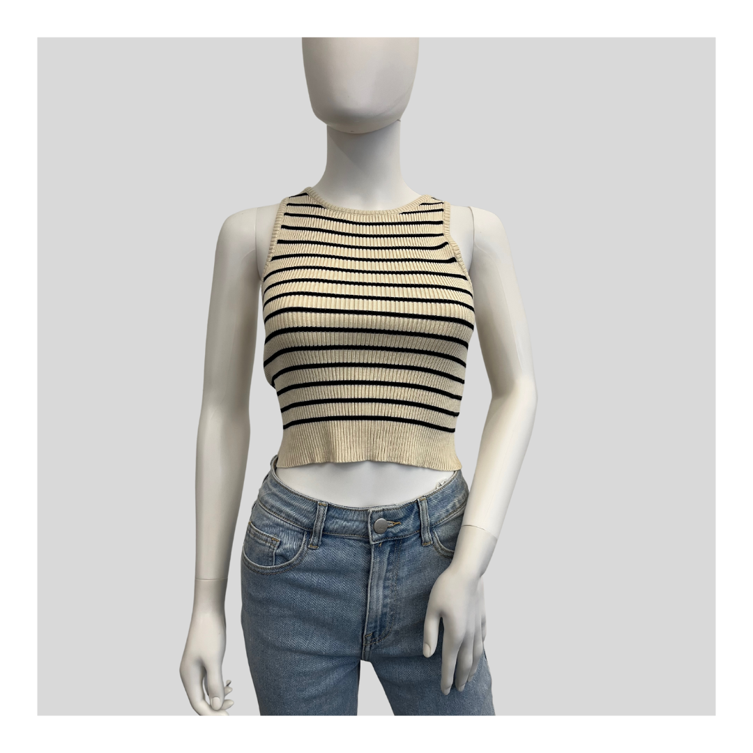 Crop Top "Beige gestreift"